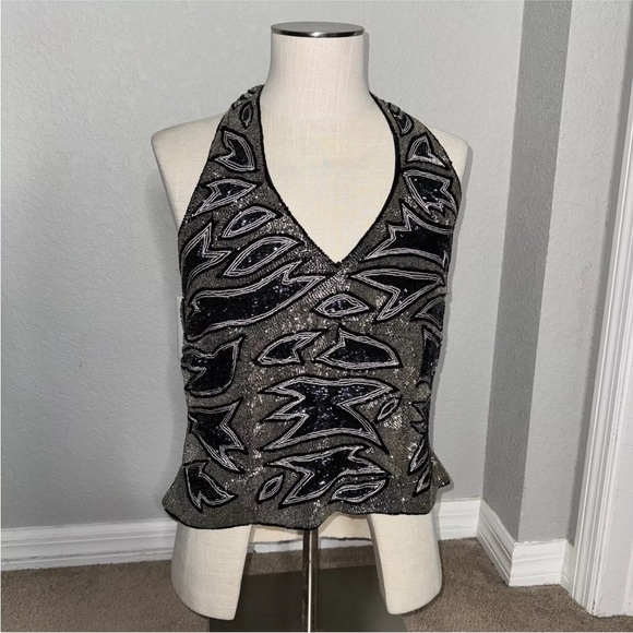 Vintage Newport News Womens Heavy Beaded Halter Top Sz 16 NWT New With Tags - Picture 2 of 8